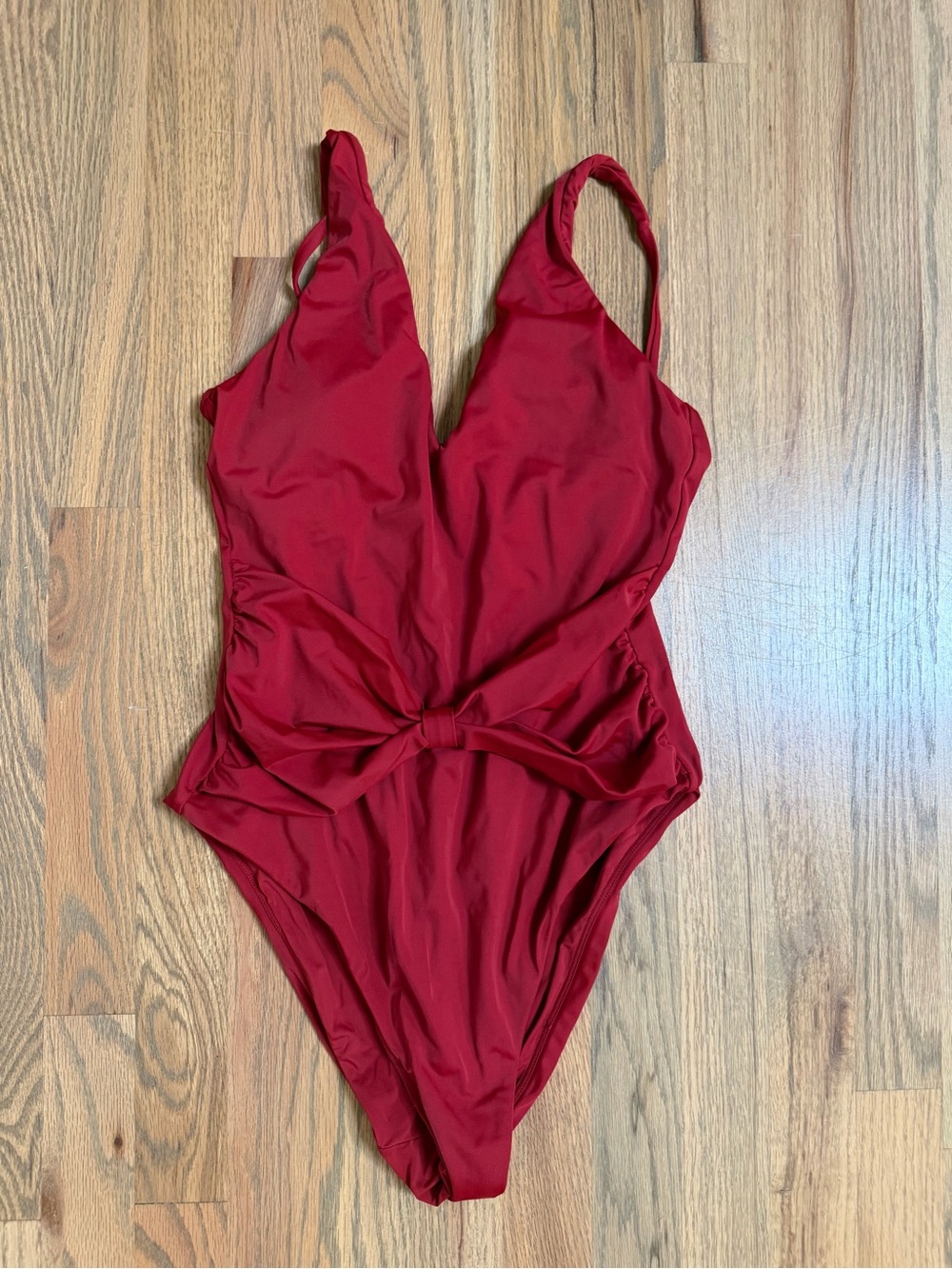Andie Swim- Red One-Piece Swimsuit with Front Knot